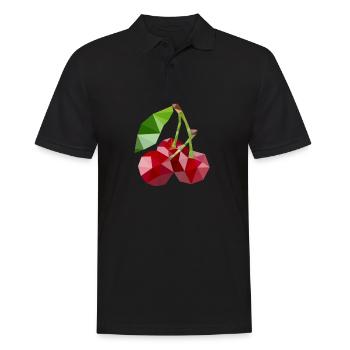 Low Poly Kirsche - Männer Poloshirt - Schwarz - Vorne - Kai (181cm)
