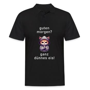 Ganz dünnes Eis mit Polygon Katze - Männer Poloshirt - Schwarz - Vorne - Kai (181cm)