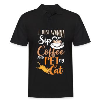 Cafetière Chat Machine Chaton Tasse Grains - Polo Homme - noir - Devant - Kai (181cm)