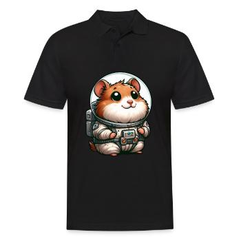 Hamster guinea pig astronaut in space - Men's Polo Shirt - black - Front - Kai (181cm)