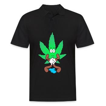 Der Bloom - Ups Bloom Weed Cannabis Marihuana - Männer Poloshirt - Schwarz - Vorne - Kai (181cm)