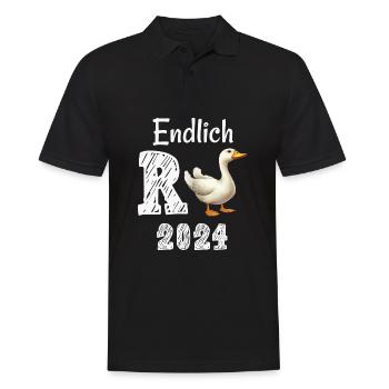 Rente 2024 mit Ente Rentner Ruhestand | R Ente - Männer Poloshirt - Schwarz - Vorne - Kai (181cm)