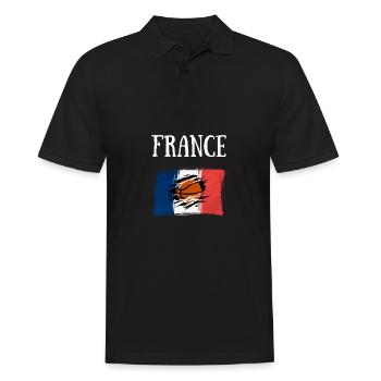 basket france basketball homme cadeau personnalisé - Polo Homme - noir - Devant - Kai (181cm)