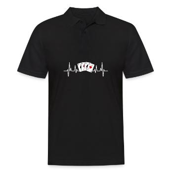 Belote Man Heartbeat Humor Geschenkidee - Männer Poloshirt - Schwarz - Vorne - Kai (181cm)