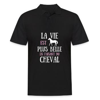 Cheval femme vie plus belle humour fille cadeau - Polo Homme - noir - Devant - Kai (181cm)