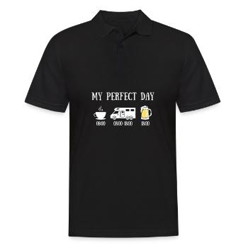 my perfect day camping car man humor papy drole - Men's Polo Shirt - black - Front - Kai (181cm)