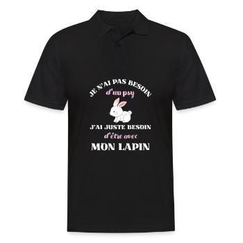 besoin psy lapin femme humour idée cadeau fille - Polo Homme - noir - Devant - Kai (181cm)