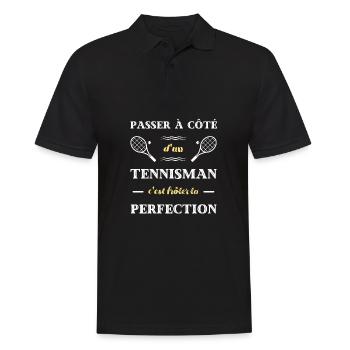 tennis homme perfection tennisman humour cadeau - Polo Homme - noir - Devant - Kai (181cm)
