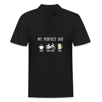 my perfect day mobylette homme humour motobécane - Polo Homme - noir - Devant - Kai (181cm)