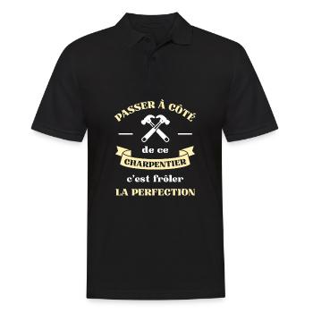 perfection charpentier homme humour charpenterie - Polo Homme - noir - Devant - Kai (181cm)