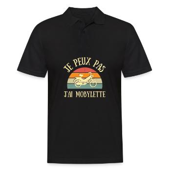 je peux pas j'ai mobylette homme vintage humour - Polo Homme - noir - Devant - Kai (181cm)