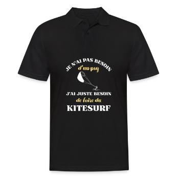 besoin psy kitesurf homme humour kite surfer drole - Polo Homme - noir - Devant - Kai (181cm)