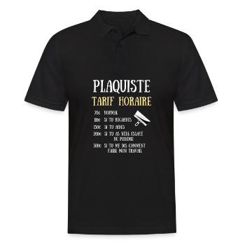 tarif horaire plaquiste homme humour idée cadeau - Polo Homme - noir - Devant - Kai (181cm)