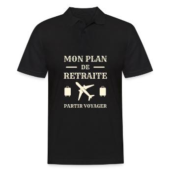 plan retraite voyage homme humour voyageur drole - Polo Homme - noir - Devant - Kai (181cm)