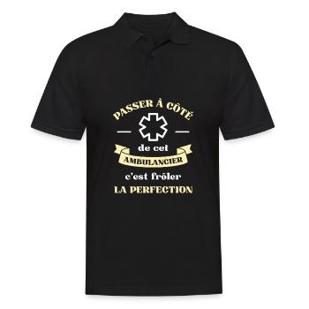 ambulancier perfection homme humour ambulance - Polo Homme - noir - Devant - Kai (181cm)