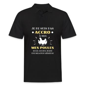 accro poules homme humour poule cadeau poulailler - Polo Homme - noir - Devant - Kai (181cm)
