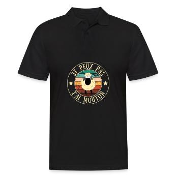 je peux pas j ai mouton homme humour moutons - Polo Homme - noir - Devant - Kai (181cm)