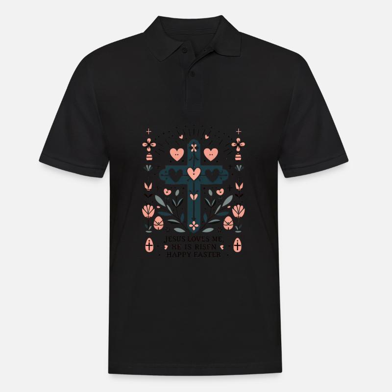 Osterkreuz Blüte - Männer Poloshirt - Schwarz