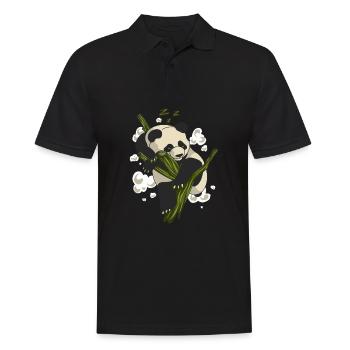 Schlafender Panda Pandabär Geschenk Tier Bambus - Männer Poloshirt - Schwarz - Vorne - Kai (181cm)