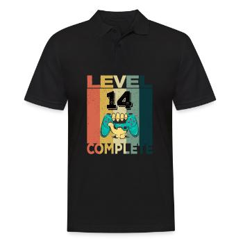 14th Birthday Young Man 2007 Level 14 Years Game - Men's Polo Shirt - black - Front - Kai (181cm)