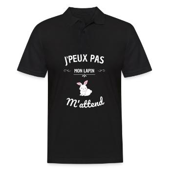j'peux pas mon lapin m'attend ! cadeau lapin - Polo Homme - noir - Devant - Kai (181cm)