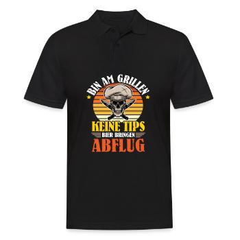 Bin Am Grillen BBQ Bratwurst Steak Grill - Männer Poloshirt - Schwarz - Vorne - Kai (181cm)