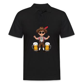 Boy in Lederhosen Beer JGA Mallorca Bavaria Booze - Men's Polo Shirt - black - Front - Kai (181cm)