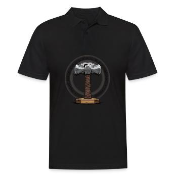 Viking Hammer Warrior Valhalla Runic Circle Thor - Men's Polo Shirt - black - Front - Kai (181cm)