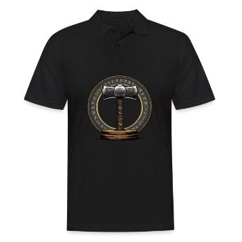 Viking Hammer Warrior Valhalla Runic Circle Thor - Men's Polo Shirt - black - Front - Kai (181cm)
