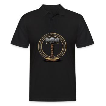 Wikinger Hammer Krieger Walhalla Runenkreis Thor - Männer Poloshirt - Schwarz - Vorne - Kai (181cm)