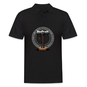 Viking Hammer Warrior Valhalla Runic Circle Thor - Men's Polo Shirt - black - Front - Kai (181cm)