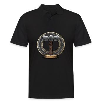 Viking Hammer Warrior Valhalla Runic Circle Thor - Men's Polo Shirt - black - Front - Kai (181cm)