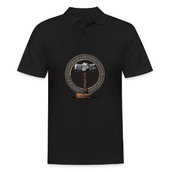 Viking Hammer Warrior Valhalla Runic Circle Thor - Men's Polo Shirt - black - Front - Kai (181cm)