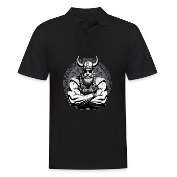 Nordische Mythologie Wikinger Krieger Valhalla - Männer Poloshirt - Schwarz - Vorne - Kai (181cm)