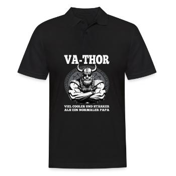 VA-THOR VIKING Père Papa Viking Fête des Pères - Polo Homme - noir - Devant - Kai (181cm)