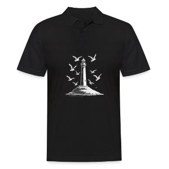 Leuchturm Möwe Hafen Moin Meer See - Männer Poloshirt - Schwarz - Vorne - Kai (181cm)