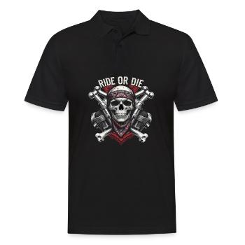 Motorrad Totenkopf Ride or Die Biker Chopper Rock - Männer Poloshirt - Schwarz - Vorne - Kai (181cm)