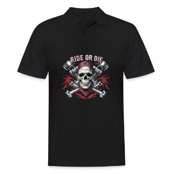 Motorrad Totenkopf Ride or Die Biker Chopper Rock - Männer Poloshirt - Schwarz - Vorne - Kai (181cm)
