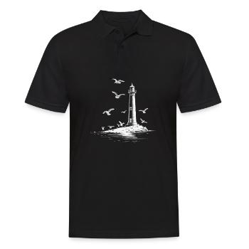 Leuchturm Möwe Hafen Moin Meer See - Männer Poloshirt - Schwarz - Vorne - Kai (181cm)