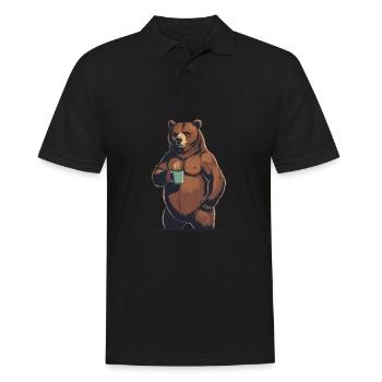 Grim Bear Coffee Mug Bears Coffee Tired - Men's Polo Shirt - black - Front - Kai (181cm)