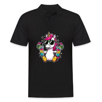 Unicorn Cocktail Booze Party Celebrations Vacation Bachelor Party - Men's Polo Shirt - black - Front - Kai (181cm)