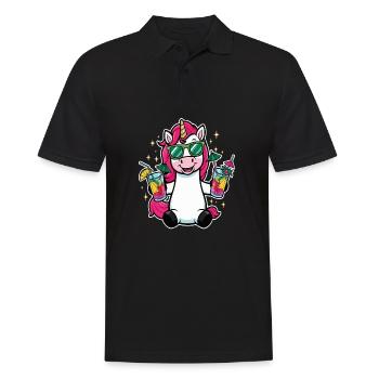 Unicorn Cocktail Booze Party Celebrations Vacation Bachelor Party - Men's Polo Shirt - black - Front - Kai (181cm)