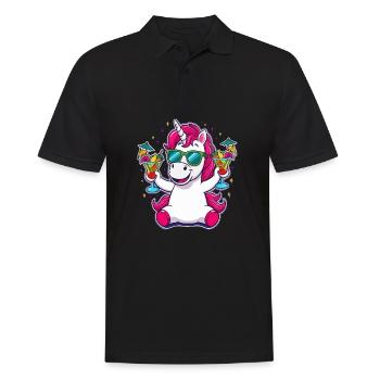 Unicorn Cocktail Booze Party Celebrations Vacation Bachelor Party - Men's Polo Shirt - black - Front - Kai (181cm)
