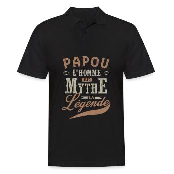 PAPOU L'homme le mythe .légende cadeau noel tshirt - Polo Homme - noir - Devant - Kai (181cm)