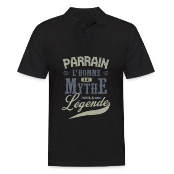 PARRAIN L'homme le mythe la légende idée cadeau - Polo Homme - noir - Devant - Kai (181cm)