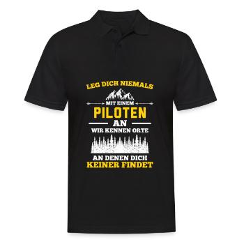 Pilot Flugzeug Fliegen Flieger Segeln Flug - Männer Poloshirt - Schwarz - Vorne - Kai (181cm)