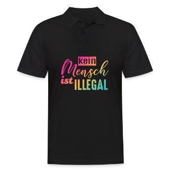 Kein Mensch ist illegal - FCK NZS - Männer Poloshirt - Schwarz - Vorne - Kai (181cm)