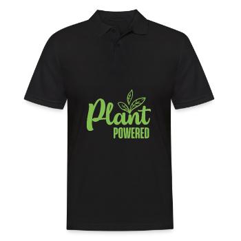Plant Powered Vegan Geschenk - Männer Poloshirt - Schwarz - Vorne - Kai (181cm)