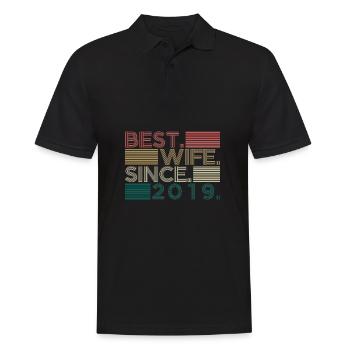 Meilleure épouse depuis 2019 Cadeau de mariage - Polo Homme - noir - Devant - Kai (181cm)