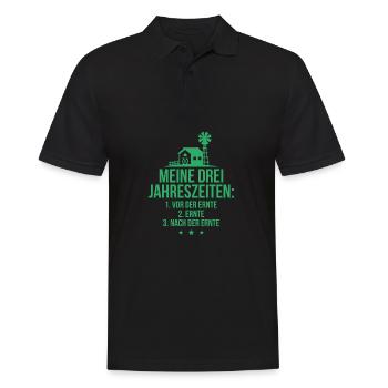 Meine drei Jahreszeiten Ernte Bauer Landwirt - Männer Poloshirt - Schwarz - Vorne - Kai (181cm)